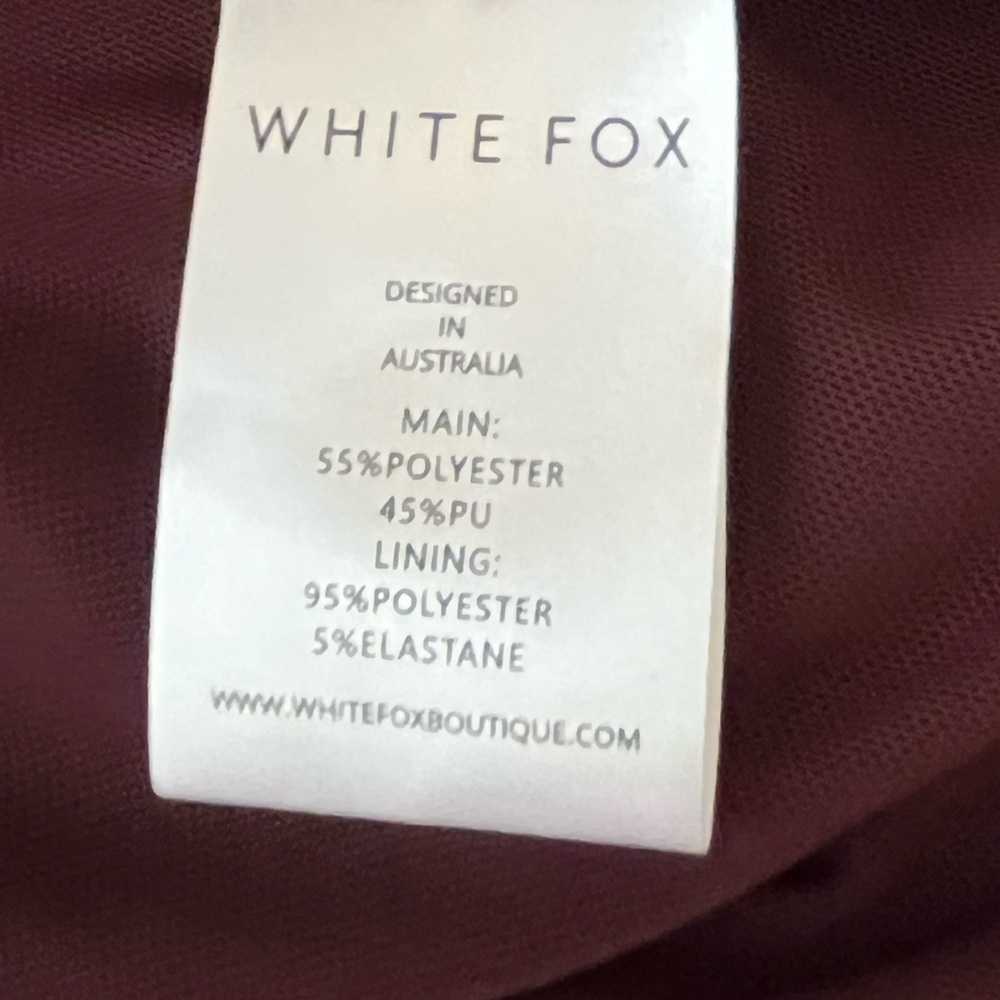 New White Fox Orlando PU strapless ruched minidress in cherry cola. Size XL - Picture 9 of 14